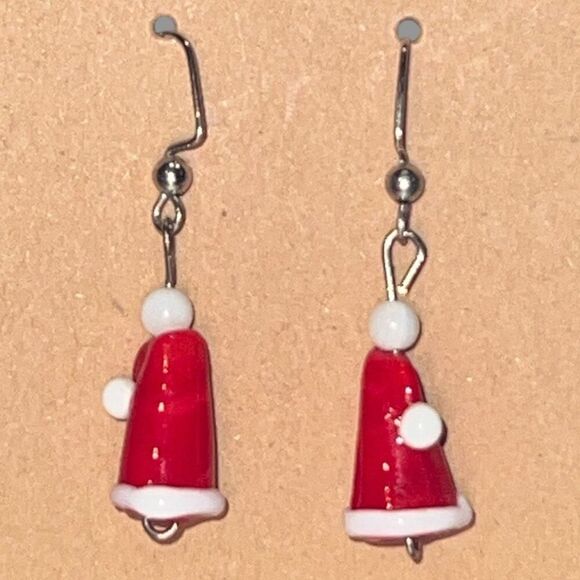 Bundle Sale 3 for $15 | Handcrafted Red & White Glass Dangle Earrings - Picture 6 of 7